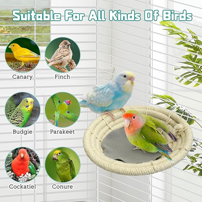 Hamiledyi 3 PCS Bird Nest for Cage Handmade Cotton Weave Hemp Rope Parrot Breeding Nest Hatching Bird Bed Parakeet Nesting Box for Budgie Cockatiel Conure Lovebird