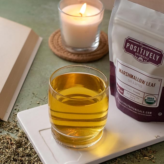 Organic Positively Botanicals Company, Marshmallow Leaf, Herbal Tea Loose Leaf Botanical, 4 Ounce