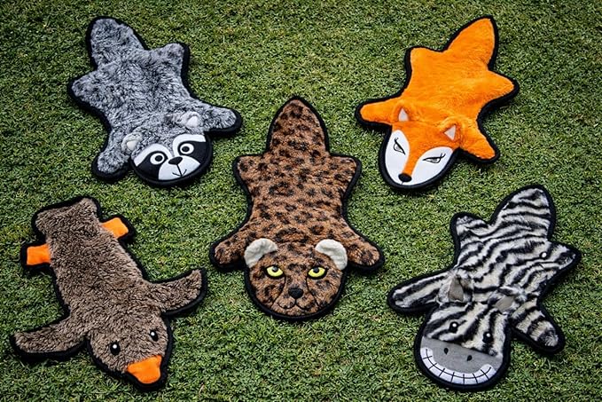 Jalousie 5 Pack Ultra Tough No Stuffing Squeaky Dog Toys for Large Dogs No Mess Interactive Durable Plush Chew Toy Indestructible Dog 6 Layers (5 Pack Strong Plushy Animal Pattern, Small to Medium)
