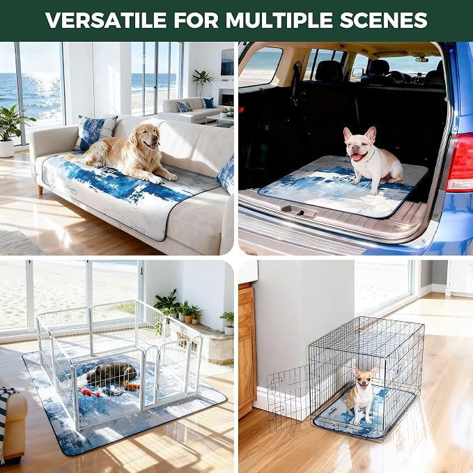 FXW Washable Pee Pads for Dogs, Puppy Pads with Super Absorbent, Specifically Designed for 24inch Cages, 17" x 23" Rectangle, Tie-Dye Blue, 2 Packs