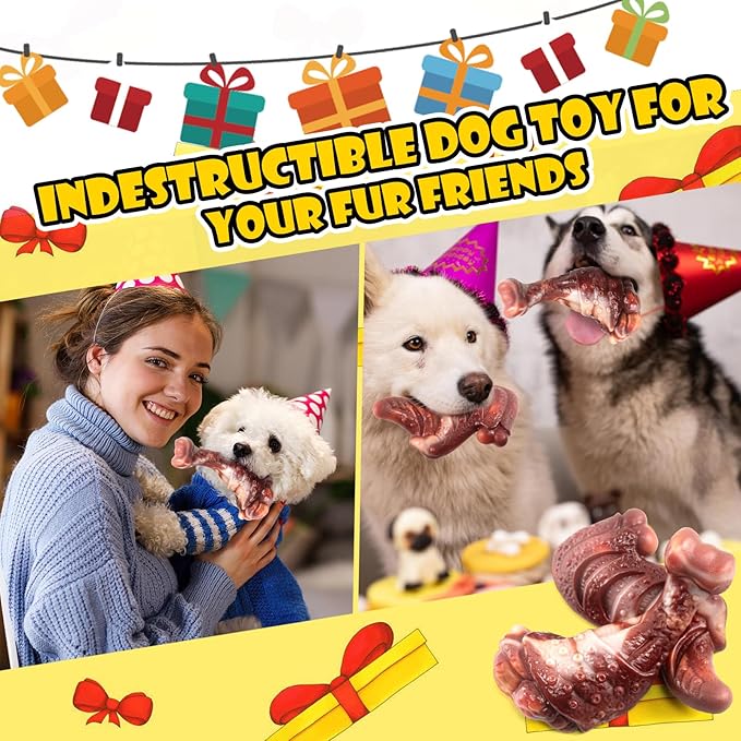 Fuufome Dog Chew Toys for Aggressive Chewers: 2 Pack Indestructible &ToughToys for Aggressive Chewers-Dog Bones Nylon Toys for Small, Medium, Large Breeds-Super Chewer Toys to Keep Them Busy