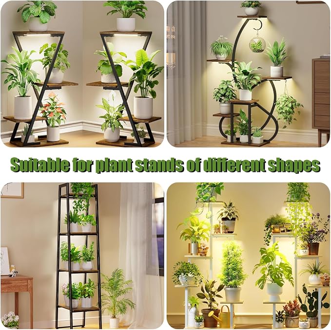 8.6'' LED Grow Light Strips, Full Spectrum 3500K Grow Lights for Indoor Plants, 4 Head with 3/9/12H Timer, 10 Dimmable Levels, Suitable for Seedling, Succulent, Plant Shelf and Greenhouse, 2-Pack