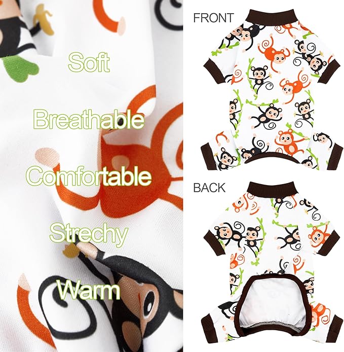 XPUDAC 4 Pack Dog Pajamas Soft Strechy Summer Doggie Clothes for Small Medium Dogs Boy Girl Dog Onesie Puppy Pjs Cat Apparel-Small