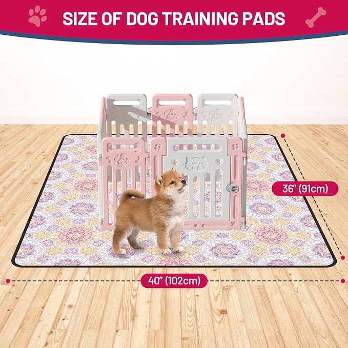 Washable Dog Pee Pads - Absorbent Reusable Puppy Training Pads, Waterproof Leak - Proof & Non - Slip for Crate Whelping Potty Training 36x41 (Pack of 2)