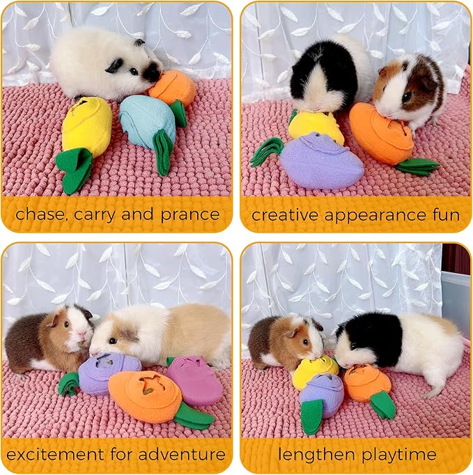 3Pcs Guinea Pig Forage Toys, Guinea Pig Toys Enrichment for Boredom, Washable Puzzle Feed Game Slow Feeder, Snuffle Ball Treat Dispenser Feeding Toy, Exercise Acitivity Foraging Toy (Random Color)