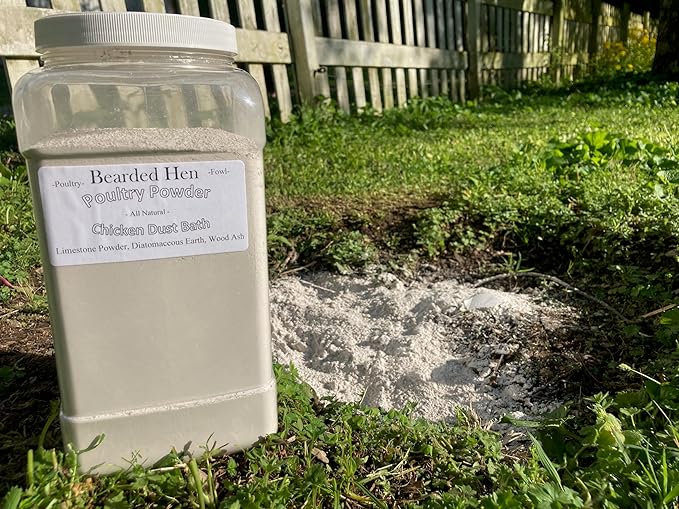 Poultry Powder - All Natural Chicken Dust Bath - 3 Organic Ingredients: Limestone Powder, Hardwood Ashes & Fossil Shell Flour (3 Pound)