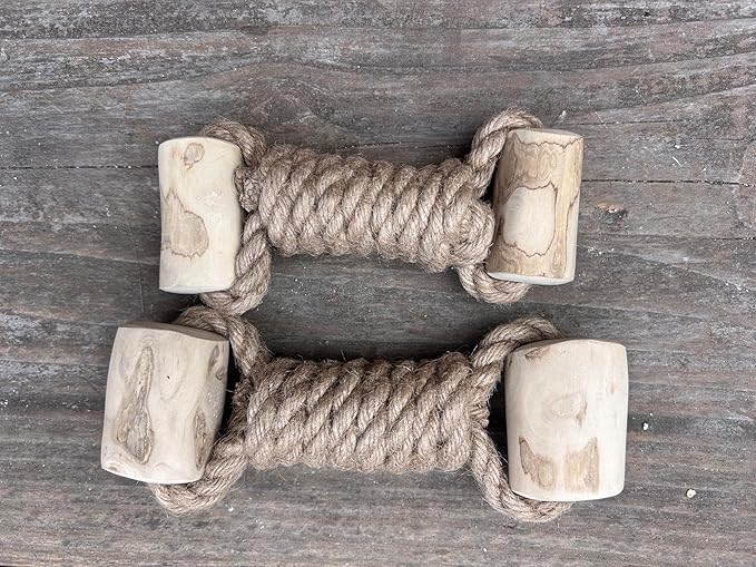 Coffee Wood Dog Toy - Eco-Friendly, Durable, Non-Toxic Hemp Rope Dog Toy - Tough Chew & Tug Toy for Moderate Chewers - Safe Outdoor & Indoor Play for Large Dogs, (1.5”x 9”x 2”)
