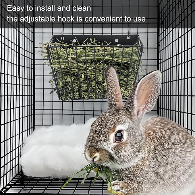 Rabbit Hay Feeder, with Heavy-Duty Metal Frame, Hay Holder for Rabbits - for Rabbits, Bunny, Guinea Pigs, Chinchillas, 9.6x4.5x6.3 inch