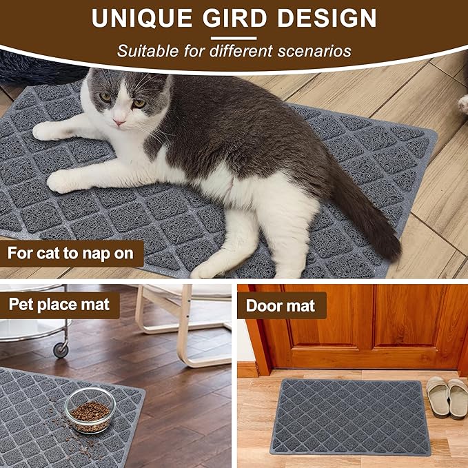 Cat Litter Mat Litter Box Mat,Litter Trapping Mat Premium Durable PVC Pad, 24 x 35 Inches Kitty Litter Box, Easy to Clean,Non-Slip,Urine Waterproof