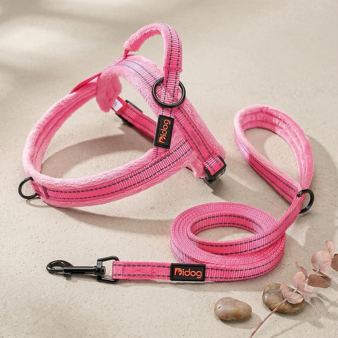 Didog No Pull Dog Harness with Soft Flannel Padded,Reflective & Quick Fit Light Weight Dog Strap Vest Harness,Easy for Walking Training for Small & Medium and Large Dogs(Pink,S)