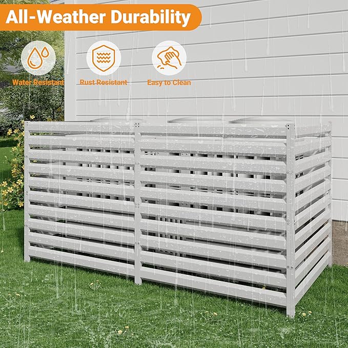 CJF Outdoor Privacy Screens, 42" H x 38" W Metal Air Conditioner Fence Panels, Pool Equipment Enclosure, Trash Can Screens Fence Kit for Outside Backyard Patio(Withe/1-Panel)