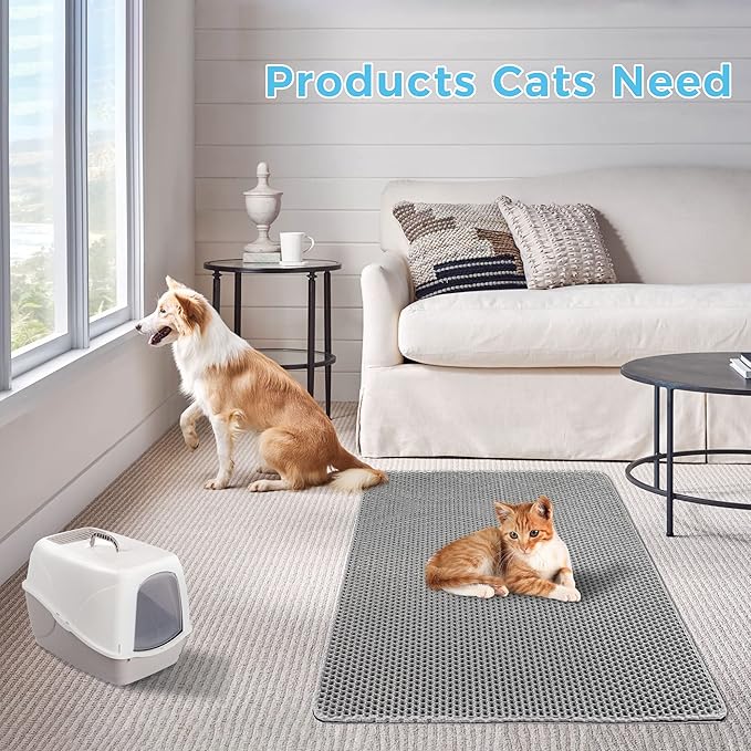 Cat Litter Mat Large Cat Litter Trapping Mat 30x24 inch Double Layer Urine and Water Proof Kitty Litter Box Mat XL