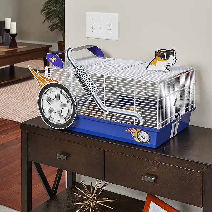 MidWest Homes for Pets Hamster Cage | Exciting Hot Rod Theme | Accessories & Decals Included