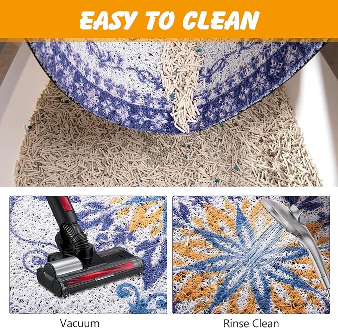 ondware Cat Litter Mat, 28x20 in Litters Box Mat Waterproof Non-Slip Easy to Clean Washable Trapping Mat for Kitty
