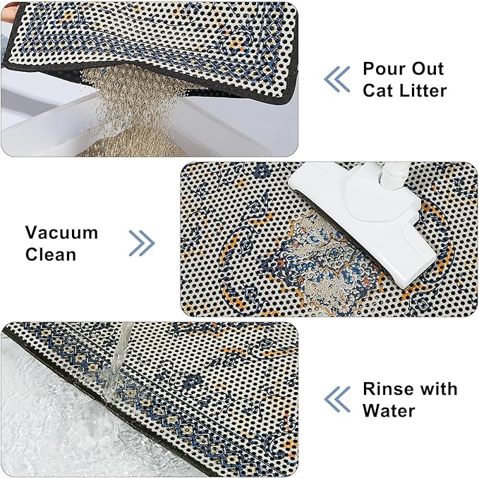 Cat Litter Mat 24"x29.5" Double Layer Waterproof Litter Box Mat Washable Litter Trapping Mat