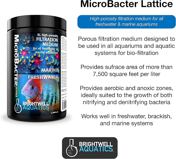 Brightwell Aquatics "MicroBacter Lattice-Nitratz", Small Sized, Nitrate Reducing Natural Filtration Media for Aquariums, 2 Liter