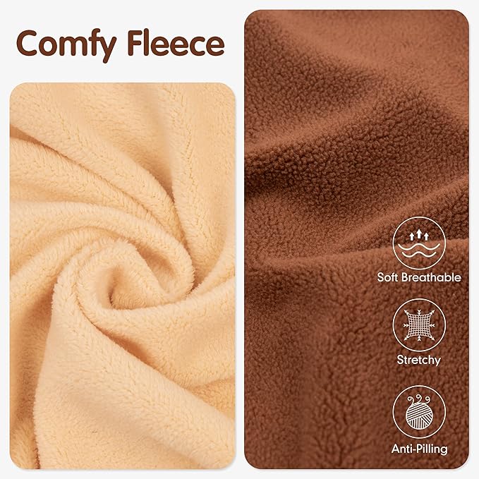 cyeollo Fleece Dog Sweater Vest, Reflective Dog Sweatshirt Pullover Doggie Jacket for Small Medium Large Doggie Clothes Boy Girl Pets, Brown & Khaki S