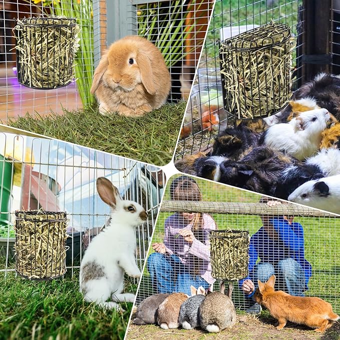 Second-Generation Upgrade Bunny Hay Feeder,Semicircular Hay Feeder Provides Smoother Surface,Larger Feeding Area,Avoid Crowding While Eating,Occupies Less Space(Black)