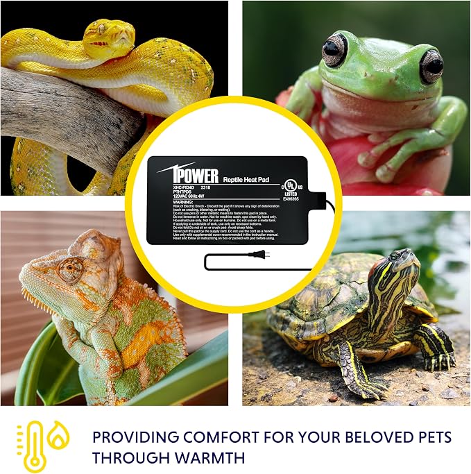 iPower 4 by 7-Inch 4W Reptile Heat Mat, LCD Digital Aquarium Thermometer, Under Tank Warmer Terrarium Heat Pad for Turtles Lizards Frogs and Other Small Animals, Multi Sizes