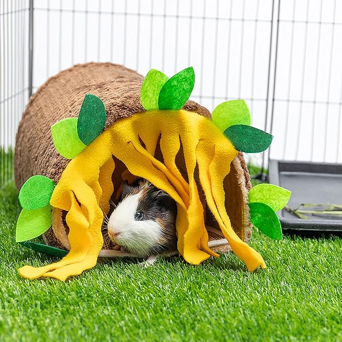 Guinea Pig Tunnel House - Small Animal Hideout Tube Cage House for Hamster Rat Mice Parrot Chinchilla Hedgehog Flying Squirrel - Playing Sleeping Resting Fleece Warm Bed Plush Nest Habitats