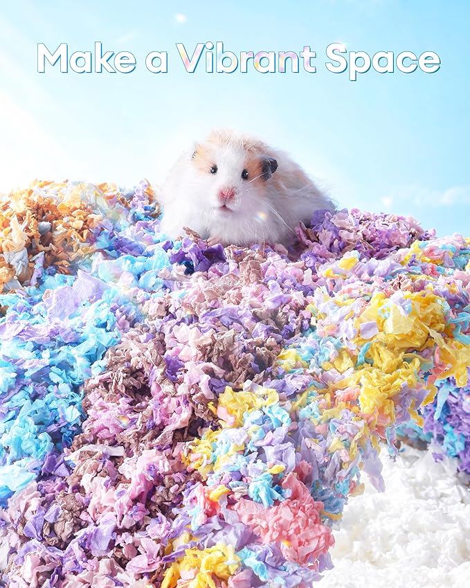 BUCATSTATE Hamster Bedding 15L, Truly 99% Dust-Free Small Animal Paper Bedding Odor Control, Cozy Hamster Litter for Rabbit Rat Syrian Dwarf Hamsters Gerbils (Harvest Sunset)