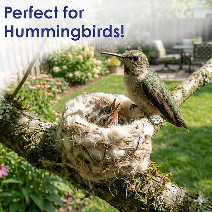 Round Vine Bird Nesting Material Ball with All Natural Alpaca Wool for Wild Bird Houses