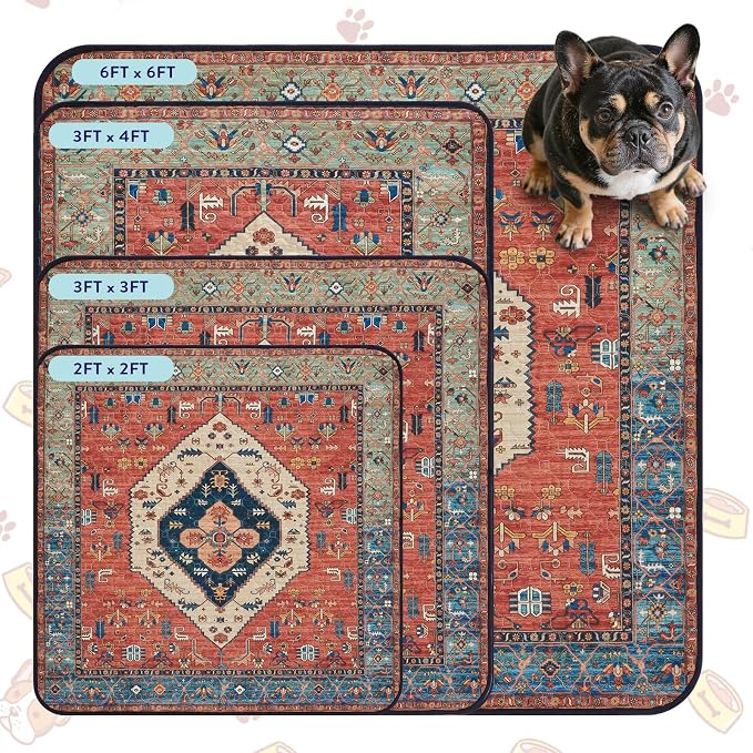 Lahome Extra-Large Washable Dog Pee Pads (72"x72") - Super Absorbent & Waterproof - Leakproof Reusable Mat for Playpens, Beds & Whelping, Convenient Cleanup,Red