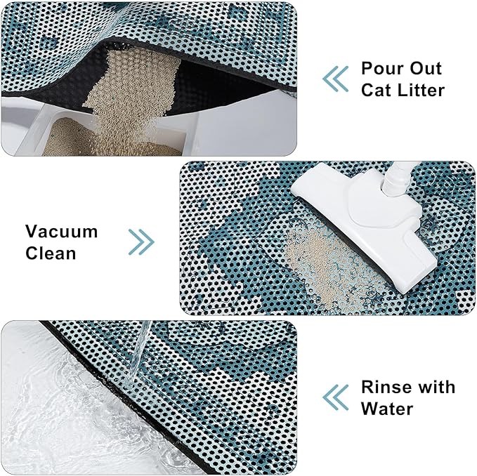 Cat Litter Mat 24"x29.5" Double Layer Waterproof Litter Box Mat Washable Litter Trapping Mat