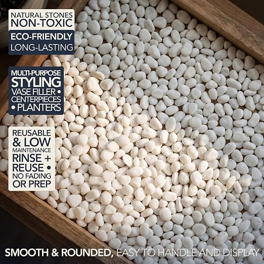 Royal Imports River Rocks, Aquarium Gravel – White 0.5"- 0.75" - 30 lbs | Decorative Ornamental Vase Filler Pebbles for Potted Plants, Terrariums, Vases, Succulents, Fish Tank Gravel, DIY & Crafting