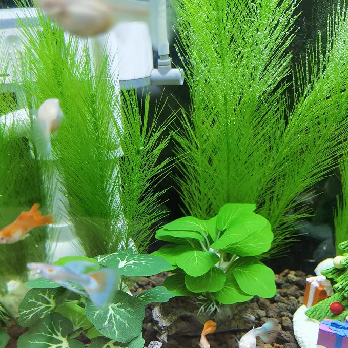 M2cbridge Fish Tank Artificial Silk Green Water Plants Aquarium Decor Soft Grass 3 Pack, 8"