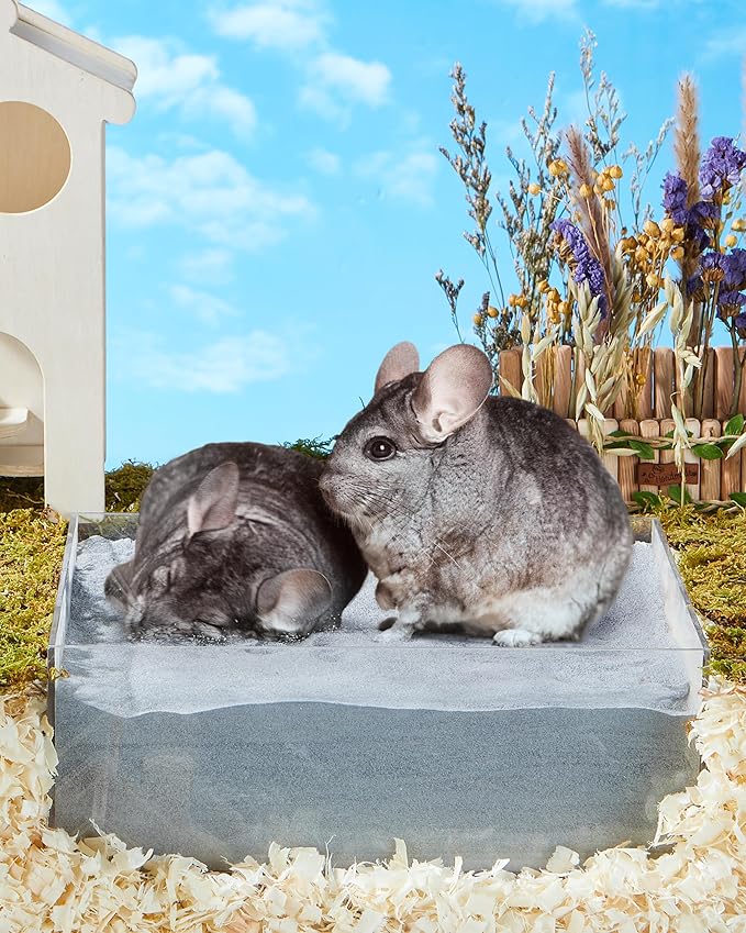 Chinchilla Dust Bath – Gentle Dusting Powder for Chinchillas, Hamsters, Gerbils & Small Pets – Natural Sand Bath for Healthy Fur – 18oz (Grey)