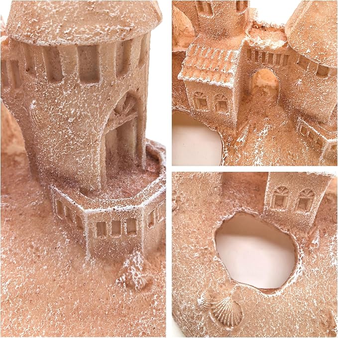 M2cbridge Aquarium Decor Antique Roman Column Ruin European Castle Underwater Landscape(Sandrock Castle)