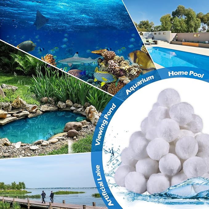 Pool Filter Balls 2.86 Lbs Reusable Media Replace 100 Lbs Sand | Improve Water Flow & Reduce Pump Strain, Machine Washable, Lightweight & Easy to Use for Swimming Pools and Aquariums