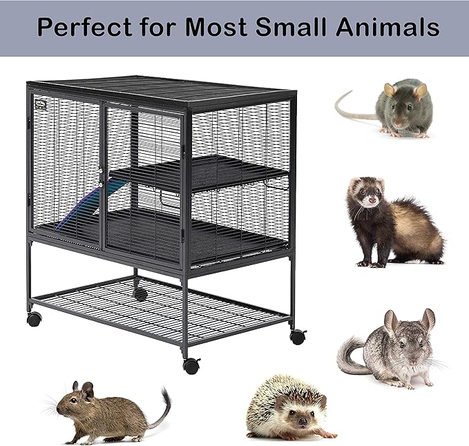 Critter Nation by MidWest Homes for Pets Single Unit Small Animal Cage, Habitat for Rats, Chinchillas, Ferrets, Sugar Gliders, Tool-Free Assembly, with Full-Width Doors, Shelf and Removable Base Pan