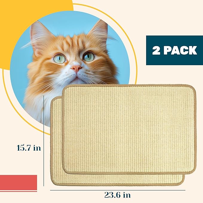 PatiencET Bundle of Pet Grooming Hammock for Cats & Dogs and Cat Scratching Mat, Natural Sisal Cat Scratcher Mat