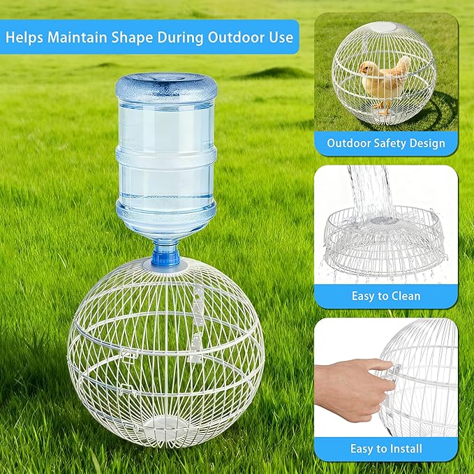 Rolling Small Animal Cage 11.8 inches, Metal Mesh Ball Cage for Hamsters Gerbils and Mice, Portable Indoor and Outdoor Exercise Cage for Supervised Play