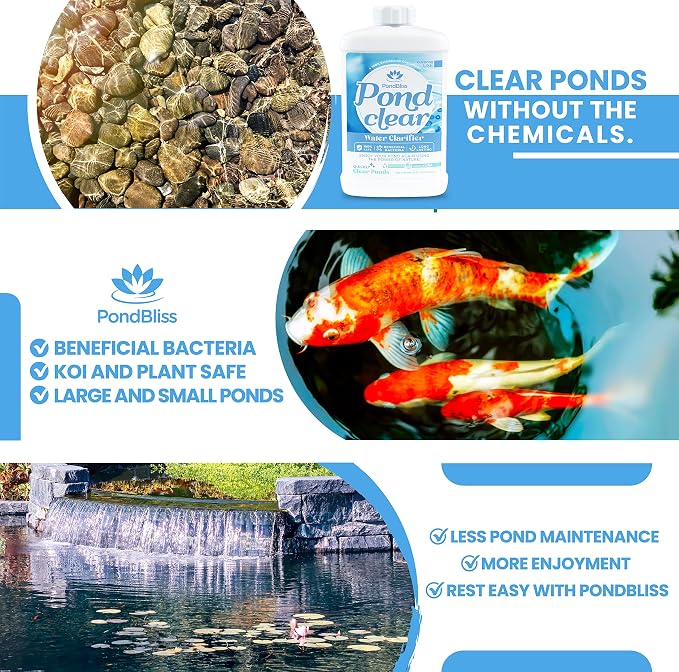 Pond Clear Water Treatment and Clarifier for Outdoor and Large Ponds - 1 Quart (32oz) (Pack of 2)
