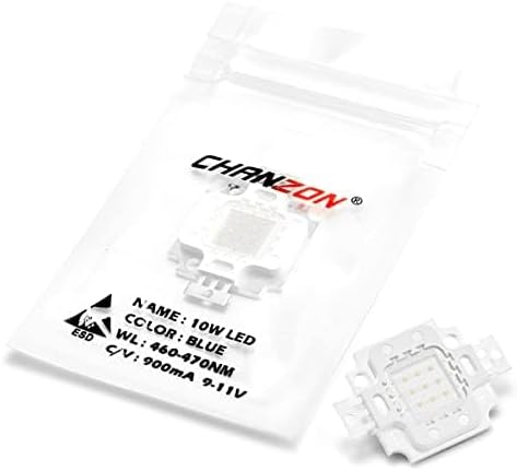 CHANZON High Power Led Chip 10W Blue | (900mA / DC 9V - 11V / 10 Watt) Super Bright Intensity SMD COB Light Emitter Components Diode Bulb Lamp Beads DIY Lighting