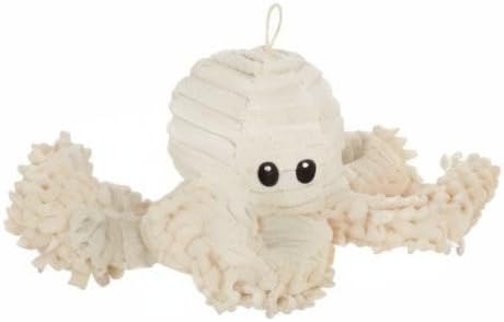 petlou Durable Natural Nubby Plush Dog Toys with Squeaker and Crinkle Paper in Multi-Size (Natural Octopus, 9 Inch)