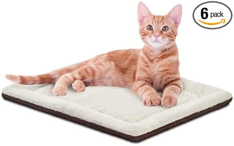 K&H Pet Products Self-Warming Cat Bed Pad,Self Heating Pad for Outdoor Cat Houses,Warming Mat for Indoor Pet Beds&Furniture,Reversible Blanket,Washable-Small 21 X 17in Oatmeal/Chocolate,(Pack of 6)