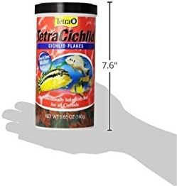 Tetra Tetra Cichlid Large Flake Food 5.65oz | Daily Diet For Top & Mid-Water Cichlids, Protein-Rich Flakes Promote Optimal Health, Clear Water Formula Does Not Cloud Water
