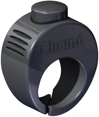 Karen Pryor Medium Clicino Clicker Ring for Dogs & Puppies – Hands-Free Dog Training with Ergonomic Finger Ring & Pull-On Closure – Loud, Clear Sound for Effective Behavior Reinforcement (Grey)