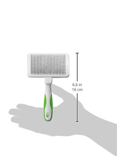 Andis 40160 Self-Cleaning Animal Slicker Brush - Grooming Brush for Pet Deshedding Fur - Reduces Shedding Up to 90%, Removes Tangles, Dirt & Loose Hair - Ideal Gift for Pet Lovers – White,Silver