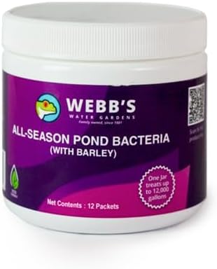 Webb's Water Gardens All-Season Pond Bacteria with Barley Packets - Supports up to 1000 Gallons - 12 Packets for Easy Application - 5 Pounds - Ideal for Clearing Pond Water and Maintaining Fish Health