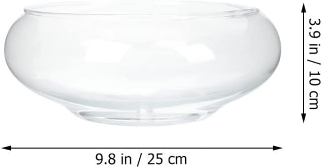 GANAZONO Glass Fish Bowl 9.84X9.84X3.93In Clear Desktop Aquarium Tank Hydroponic Plant Pot for Home Office Garden Wedding Decoration
