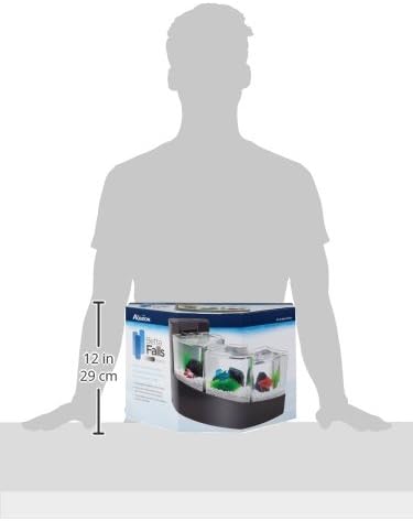 Aqueon Betta Falls 3 Section Aquarium Fish Tank With QuietFlow Power Filtration, Black