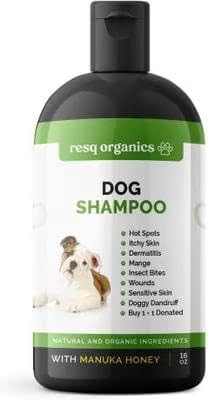 Hypoallergenic Dog Shampoo, Cleans and Soothes Dry Flakey Skin, Reduce Dandruff, Shedding, Calms Itching, Scratching, Organic Aloe & Manuka Honey Softens Fur Moisturizes and Deodorizes