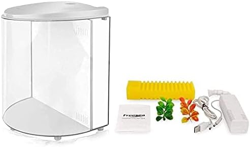 Small Fish Tank 1.2 Gallon Betta Fish Tank with Filter and Light for Jellyfish, Goldfish, Aquarium Starter Kit for Home, Office, Room, Decorative Desktop