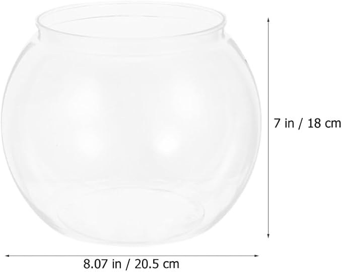 Ipetboom Glass Fish Bowl Fish Tank Stand Bubble Fish Bowl with Wood Stand Set Small Goldfish Tank Clear Hydroponic Plant Terrarium Desktop Fish Tank with Display Base