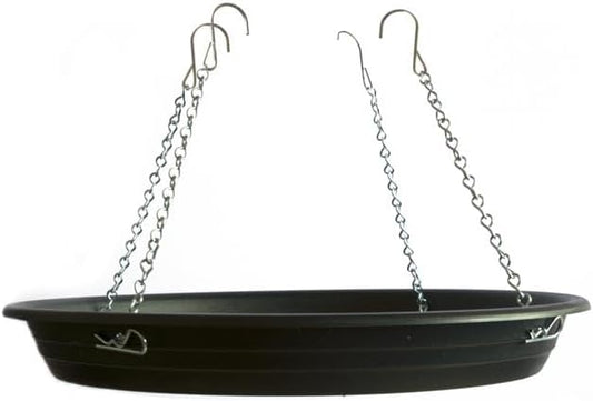 Bird Seed Catcher Tray and Platform Feeder with Adjustable Length Chains (12.5" Wide Black)